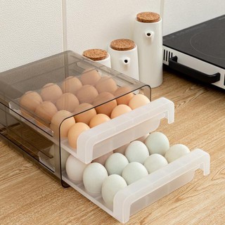 กล่องเก็บไข่2ชั้น กล่องเก็บไข่ กล่องใส่ไข่ แบบลิ้นชัก 32ใบ กล่องไข่ ที่ใส่ไข่ไก่ กล่องพลาสติกใส่ไข่ กล่องเก็บไข่ไก่