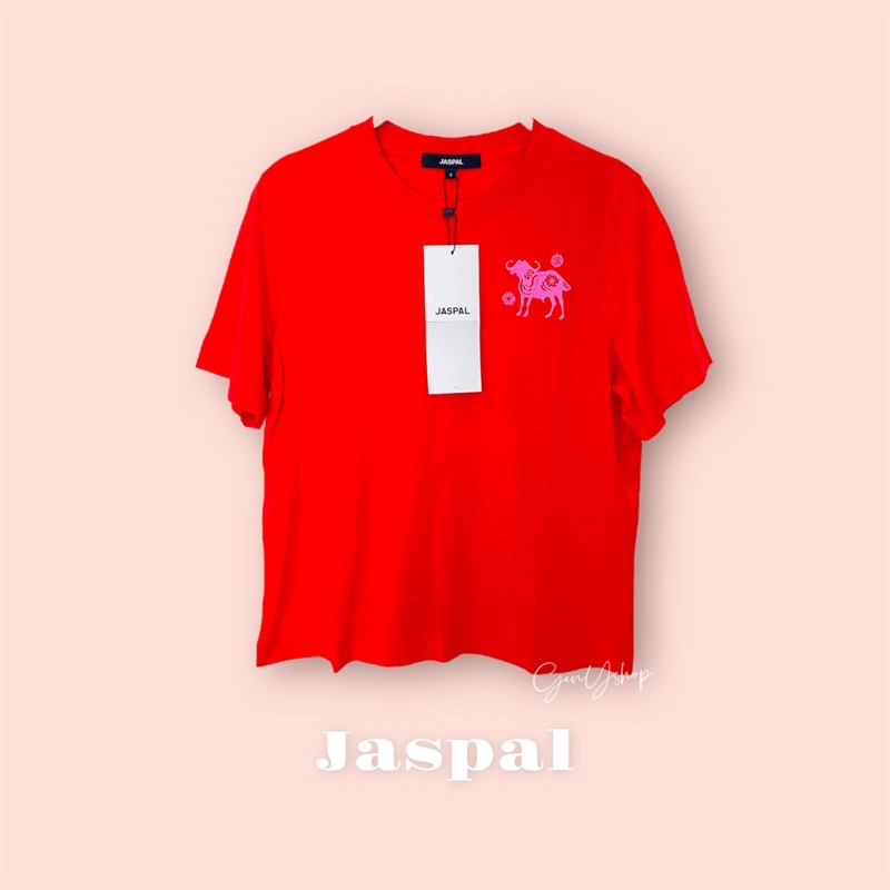 [New] Jaspal แท้💯 เสื้อยืด คอกลม ปักลายกระทิง (สีแดง)