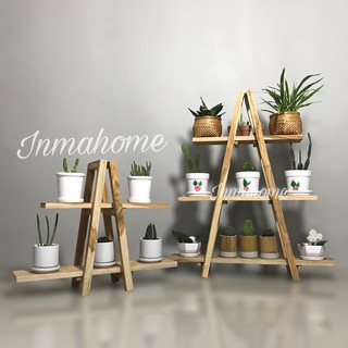 🌿 ชั้นวางไม้ สามเหลี่ยมA  ชั้นวางต้นไม้ ไม้เนื้อแข็ง l Wood Plant Stand Indoor Tier Flower Pot l ชั้นวางกระถางต้นไม้