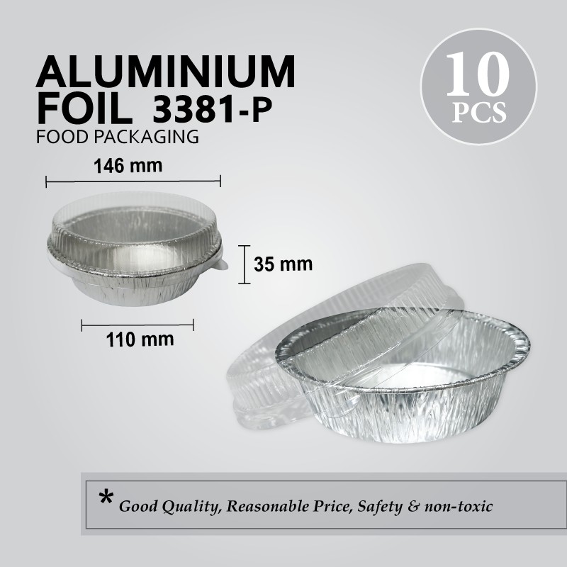 ALUMINIUM FOIL TRAY พร้อม LID 3381-P(ROUND) 10 ชิ้น