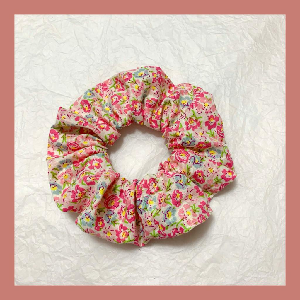 Original French girl net red pink floral hair ring BM simple retro pig ...