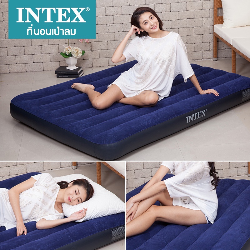 ที่นอนเป่าลม INTEX Classic Downy Airbed ที่นอน ที่นอนปิคนิค เบาะรองนอน เบาะลม ที่นอน 2.5 3.5 4.5 5 ฟุต ที่นอนสูบลม