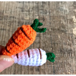 🥕 แครอทจิ๋วถักไหมพรม Diy Crochet carrot ขนาด 5 cm.