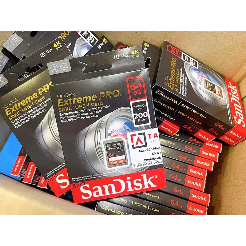 Sandisk Extreme Pro U3 V30 64GB /128GB 200MB /s การ ์ ดหน ่ วยความจํา SDXC