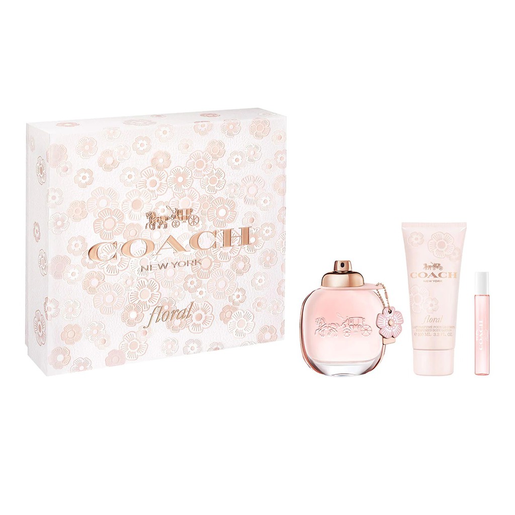 Set Coach Floral Eau de Parfum Kit De Voyage Travel Set 3 pcs. กล่องซีล ...