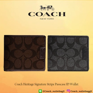 COACH Heritage Signature Stripe Passcase ID Wallet