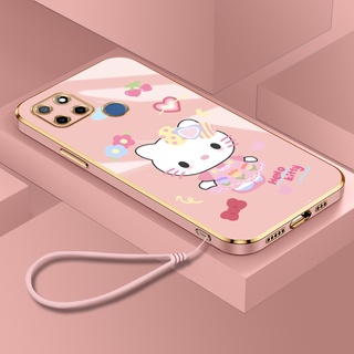 เคสโทรศัพท์มือถือ ทรงสี่เหลี่ยม ลายคิตตี้น่ารัก สําหรับ Realme RMX2189 RMX3191 RMX3195 RMX2185 RMX3231 RMX3261 RMX3263 RMX3269 RMX3511 RMX3516 RMX2180 RMX1941