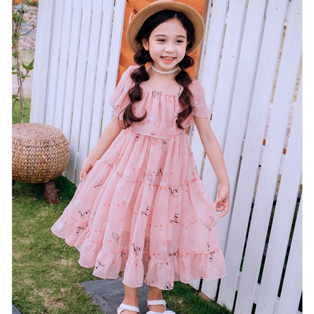 เดรสชีฟอง ลายการ์ตูน สีหวาน / Z59 / 420