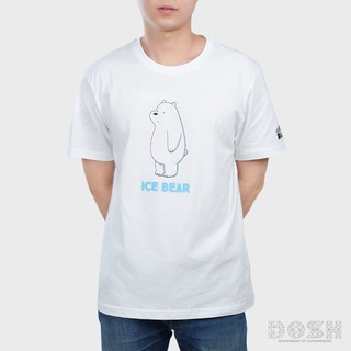 เสื้อยืดผู้ชายและผู้หญิงDOSH:MENS T-SHIRTSเสื้อยืดคอกลม แขนสั้น ผู้ชายและผู้หยิง สีขาว สินค้าลิขสิทธิ์ We Bare bears รุ