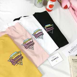 90 บาทเท่านั้น❗เพียงใส่โค๊ด👕ใหม่!! เสื้อยืดโอเวอร์ไซส์ทรงไหล่ตกงานเกาหลีสกรีนลาย Standardste (ดำ,ชมพู,เหลือง)