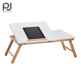 PJ Wood โต๊ะญี่ปุ่นพับได้ ไม้แท้ สไตล์มินิมอล Half-Open Rubberwood Laptop Folding Table