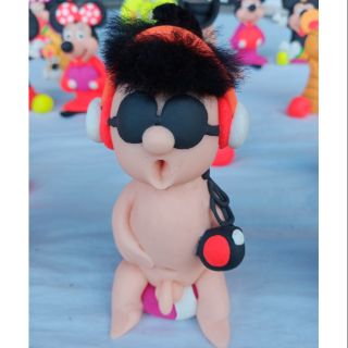 ตุ๊กตาปั้นเด็กแนว หัวดำ เบาส์ขาวคาดแดง