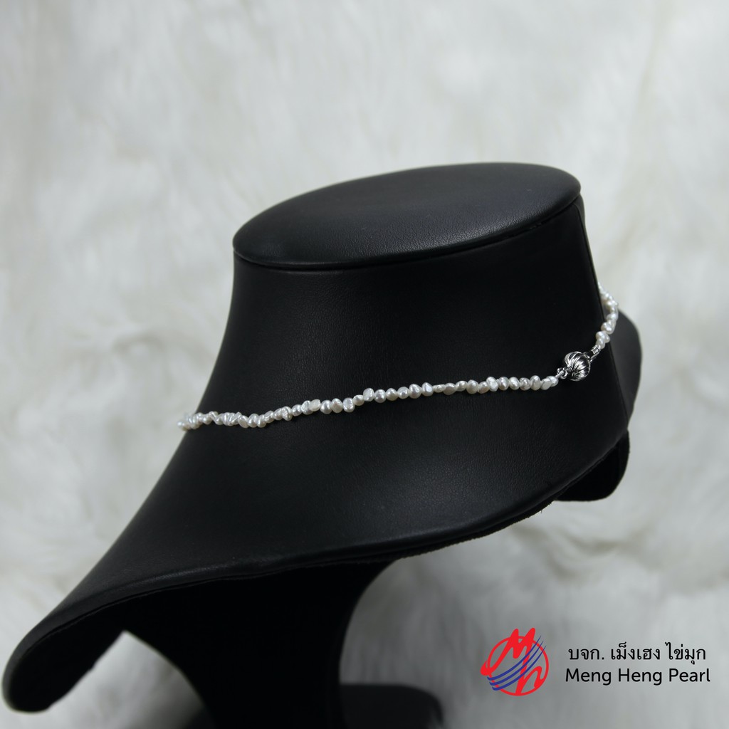สร้อยไข่มุก บาร๊อค ไข่มุกสีขาว ไซส์ 2.5-3 mm มุกแท้ 100% มุกน้ำจืด เม็งเฮง ไข่มุก MengHeng ราคา ถูกที่สุด ดีลบีเคเค แกลเลอรีภาพที่ 4