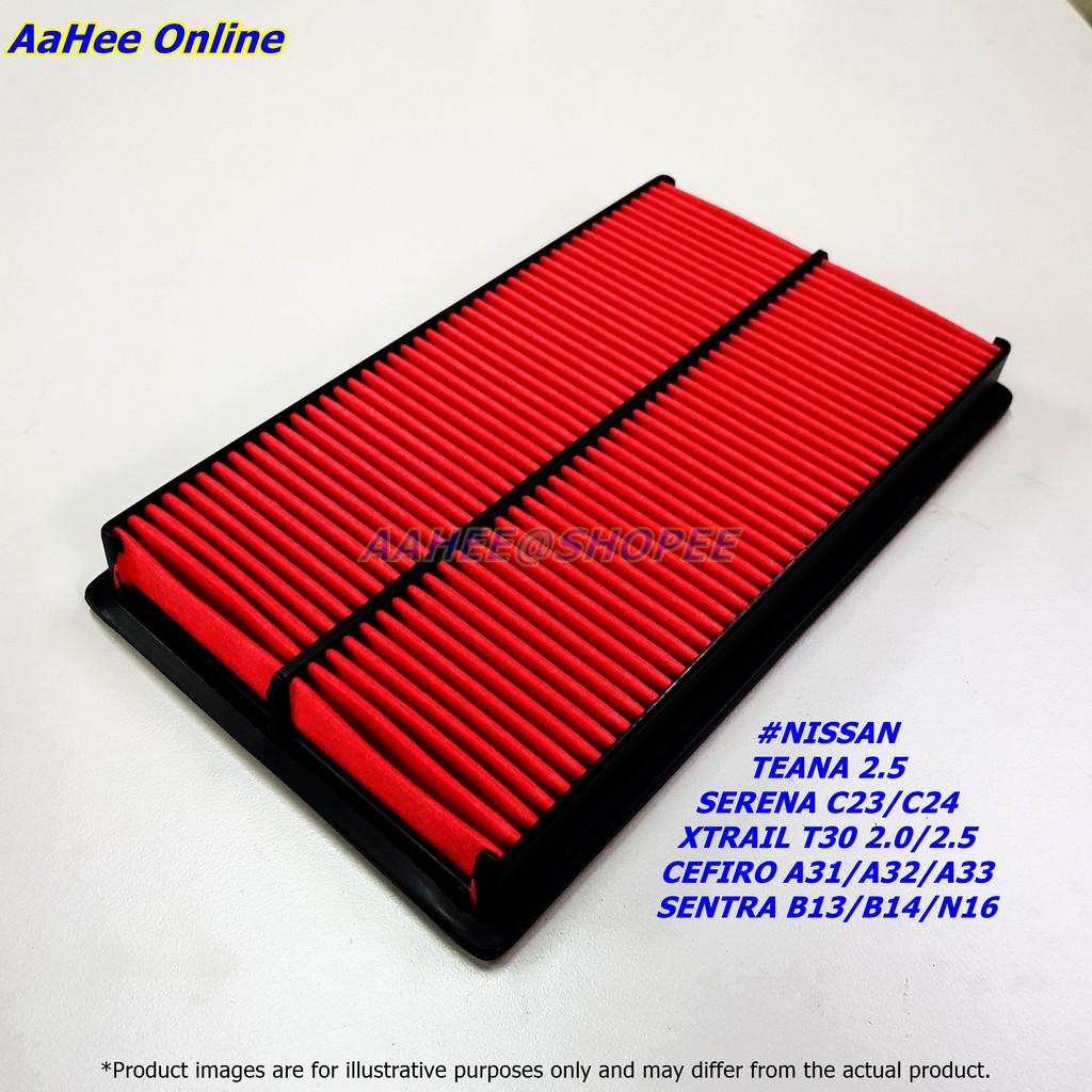 กรองอากาศสําหรับ Nissan Sentra B13 B14 N16 Serena C23 C24 X-Trail T30 Cefiro A31 A32 A33 Teana 2.5 X