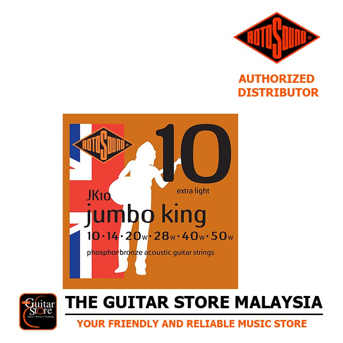 Rotosound JK10 Jumbo King Phosphor Bronze Acoustic Strings Gauge - 10-50 (JK-10 / JK 10)