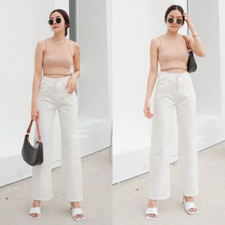 C875#S-L#ยีนส์ขาบานสีขาว#minimal