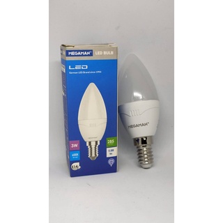 LED Bulb Candle จำปา 3W,5W DL แสงขาว 6500K E14 15,000h Megaman