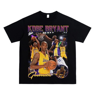 เสื้อยืดผ้าฝ้าย เสื้อยืดแขนสั้น ผ้าฝ้าย ทรงหลวม ลาย NBA Kobe Bryant Lakers สไตล์ฮิปฮอป S-4XL