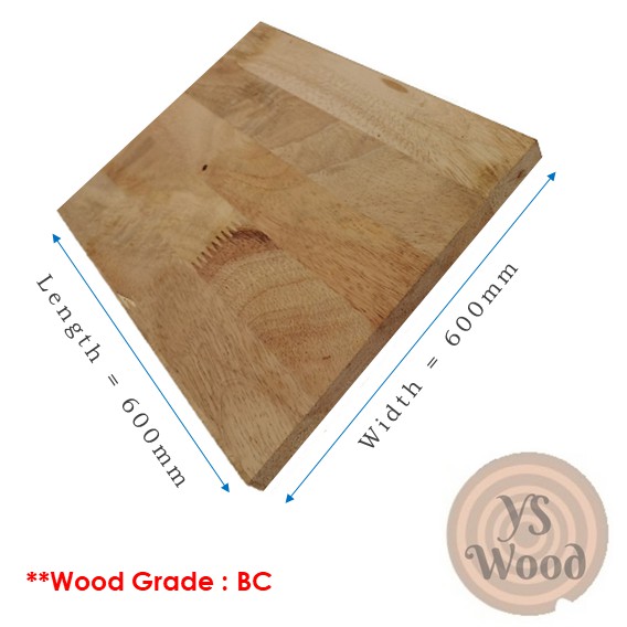 กระดานไม้ยางพารา 2ftx2ft (600x 600mm)(เกรด BC)(Rubberwood Board) [ปลุกเสกจากโรงงาน]