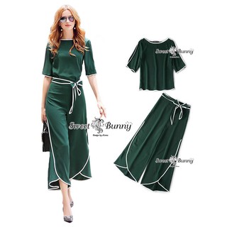 Green Crop Wide Leg Trousers Set