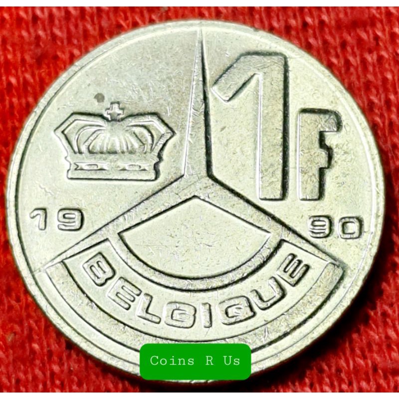 เหรียญต่างประเทศ เบลเยี่ยม ปี 1989- 1993 ชนิด 1 Franc ขนาด 18 มม. ผ่านใช้สวยงามน่าสะสม