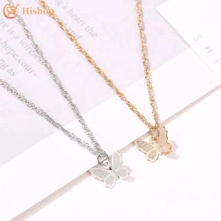 IFME Korean Delicate Butterfly Necklace Fashion Retro Gold Collarbone Silver Chain Personality Women Accessories Gifts