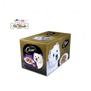 CESAR® Dog Food Wet Tray Multipack Lamb Flavour 6ถาดซีซาร์®อาหารสุนัขชนิดเปียก แบบถาด มัลติแพ็ค รสเนื้อแกะ 100กรัม  6