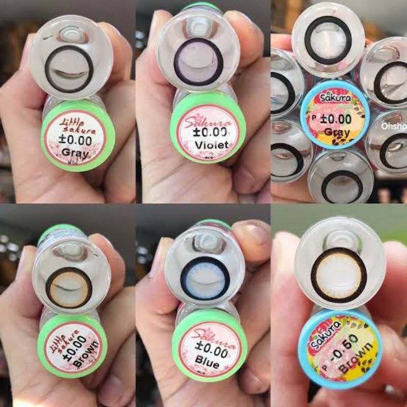 คอนแทคเลนส์ รุ่น Sakura มี สีเทา/ตาล/ฟ้า/เขียว/ม่วง/ดำ/ชมพู Gray/Brown/Blue/Green/Violet/Black/Pink สายตาปกติ (0.00)