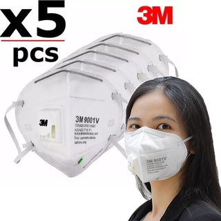 M 9001V P1 [5Pcs.] หน้ากากป้องกันฝุ่นละออง พับได้มีวาล์ว ระบายอากาศชนิดสายคล้องหู มีสินค้าพร้อมส่ง [5ชิ้น]