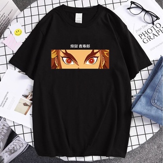 เสื้อยืดผู้ เสื้อยืด พิมพ์ลาย Kimetsu No Yaiba Kyojuro Rengoku Demon Slayer สไตล์ฮาราจูกุ ฮิปฮอป สําหรับผู้หญิง และผู้ชา