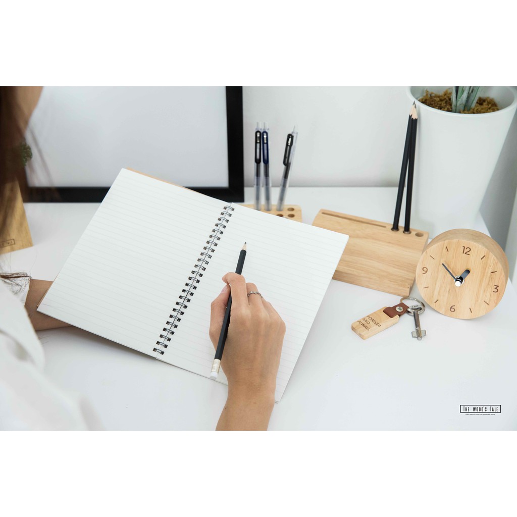 THEWOOD 'S TALE นาฬิกาตั้งโต๊ะ นาฬิกาไม้ เดินเงียบ ROUND TABLE CLOCK จากไม้แท้ธรรมชาติ - รูปที่ 6