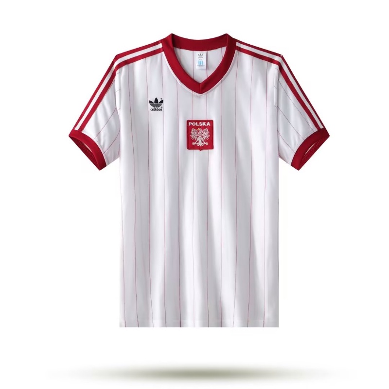 เสื้อกีฬาแขนสั้น ลายทีมชาติฟุตบอล Poland 1982 ทีมเหย้า เรโทร ไซซ์ S - XXL AAA