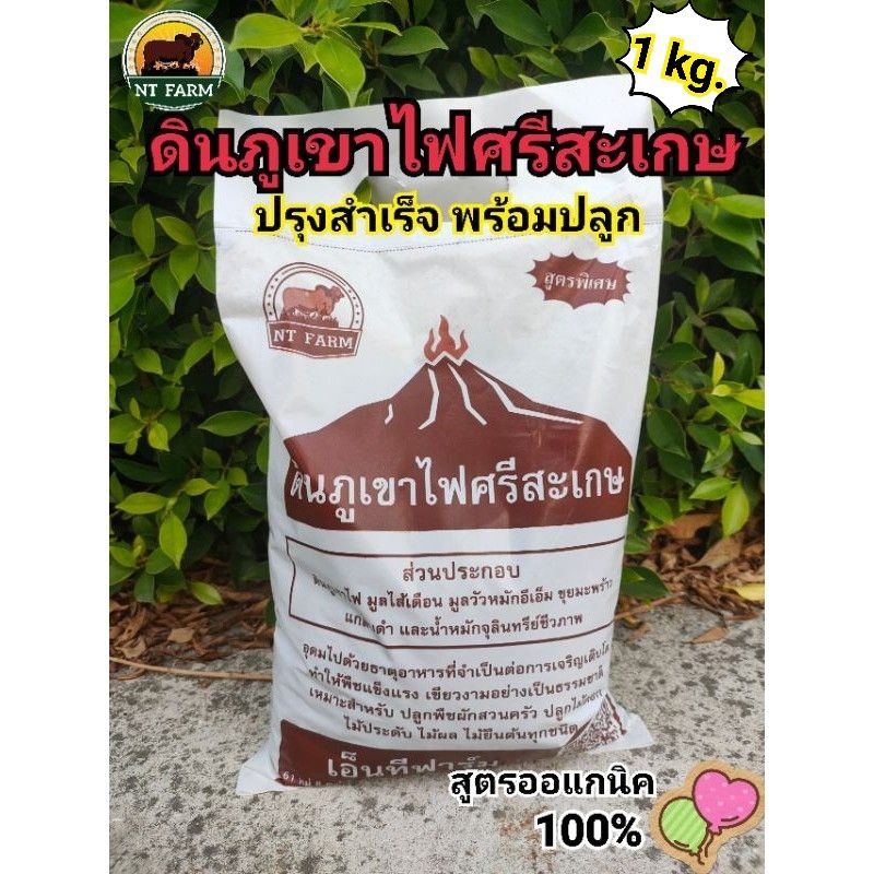 ดินผสมพร้อมปลูก ดินภูเขาไฟศรีสะเกษ สูตรพรีเมียม ขนาด 1kg | NT FARM