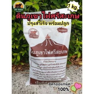 ดินผสมพร้อมปลูก ดินภูเขาไฟศรีสะเกษ สูตรพรีเมียม ขนาด 1kg | NT FARM
