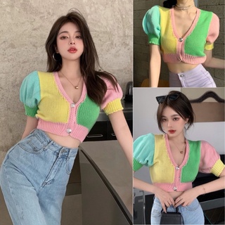 เสื้อครอปท็อปทอสลับสีโทนพาสเทล สีหวานละมุน💗🔥พร้อมส่ง