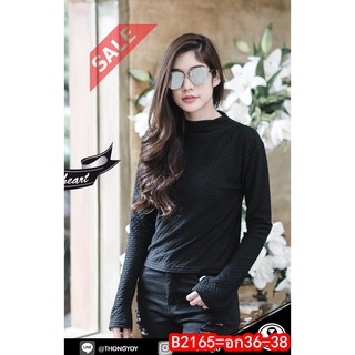 (อก36-38)  SALE++ ทองย้อย**B2165**เสื้อคอเต่าเเขนยาว (black heart) สวย เก๋ Lovely-Catty