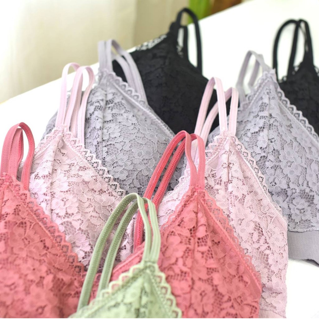 R905 บราลูกไม้ ชั้นในแฟชั่น ไร้โครงเสริมฟองนํ้า สวมสบาย ไม่เคืองผิว พร้อมส่งจากไทย