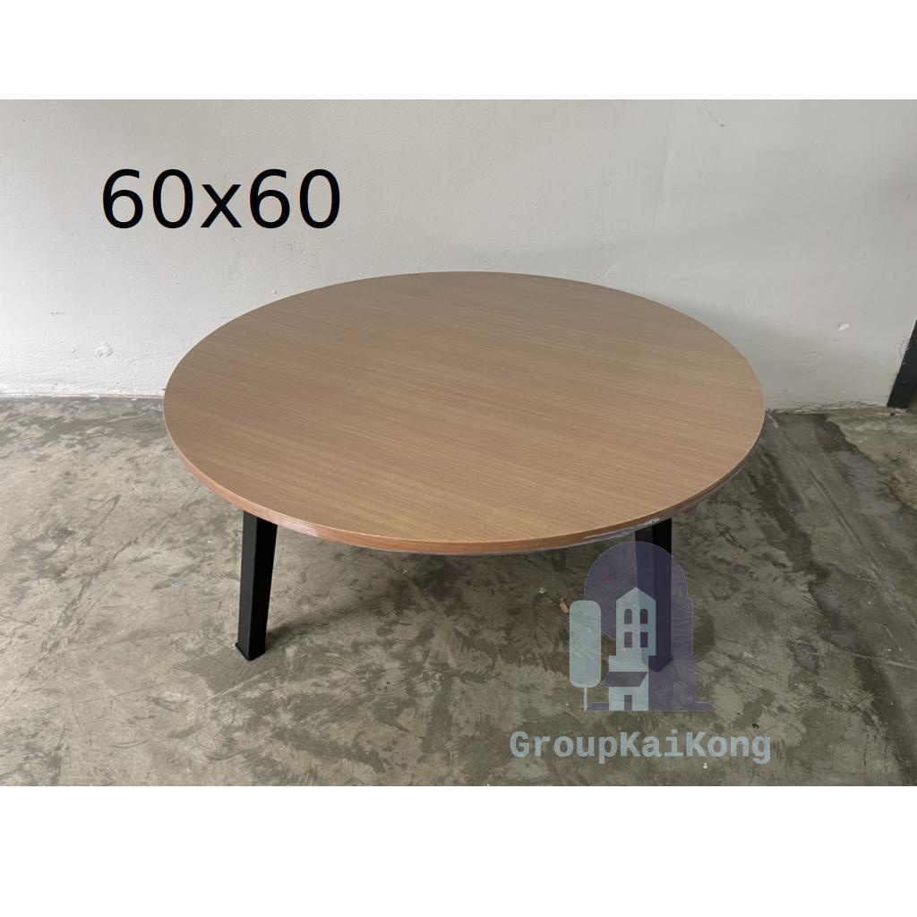 โต๊ะญี่ปุ่นทรงกลม โต๊ะอเนกประสงค์ ขนาด60*60 ลายหินดำ หินขาว และไม้บีช
