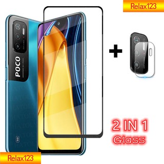 (2 In 1) ฟิล์มกระจกนิรภัยกันรอยหน้าจอเลนส์กล้องสําหรับ Xiaomi Mi Poco M3 Pro Redmi Note 10 5G