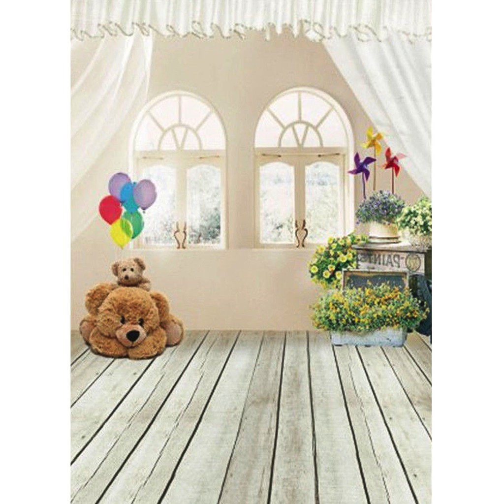 3x5FT Vinyl Indoor Wood Floor Kids Photography Background 