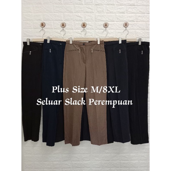 Extra Plus Size M-8XL Lady Long Slack Pants Seluar Slack Perempuan กางเกงลําลองผู้หญิงทํางานกางเกงขา