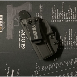 ซองปืนพกในGlock 19 Gen 1-5 Kydex สีดำ สำหรับผู้ถนัดขวา