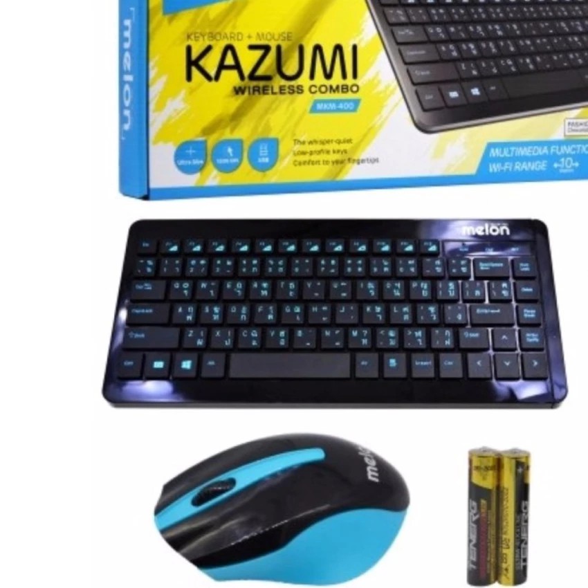Melon Keyboard+Mouse Wireless Combo Melon KAZUMI คีย์บอร์ด+เมาส์ ไร้สาย รุ่น MKM-400 (สีดำ)  #1287
