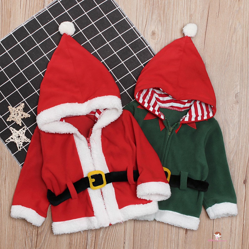 Innocence-baby Christmas Santa Jacket, เสื้อแจ็คเก็ตผ้าฟลีซแขนยาวมีฮู้ดพร้อมซิปเต็มสําหรับเด็กผู้หญิง, เด็กผู้ชาย, 6 เดือนถึง 5 ปี