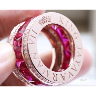 Tiffjewelry แหวนนามสกุลพลอยรอบนิ้ว BVLGARI style