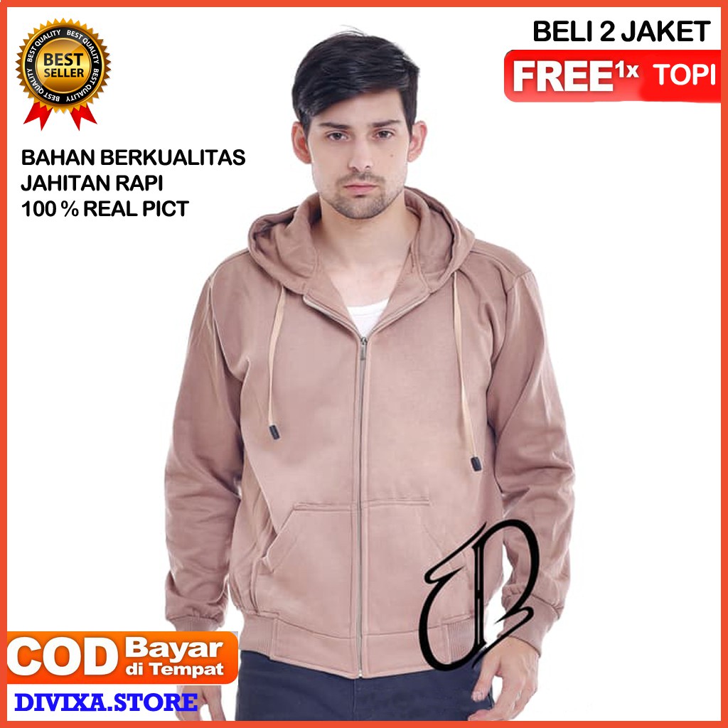 เสื้อแจ็คเก็ตผู้ชาย& 39;S HOODIE MEN& 39;S & Women& 39;S PLAIN ZIPPER KHAKI JACKET M-XXL R1J5 DISTRO