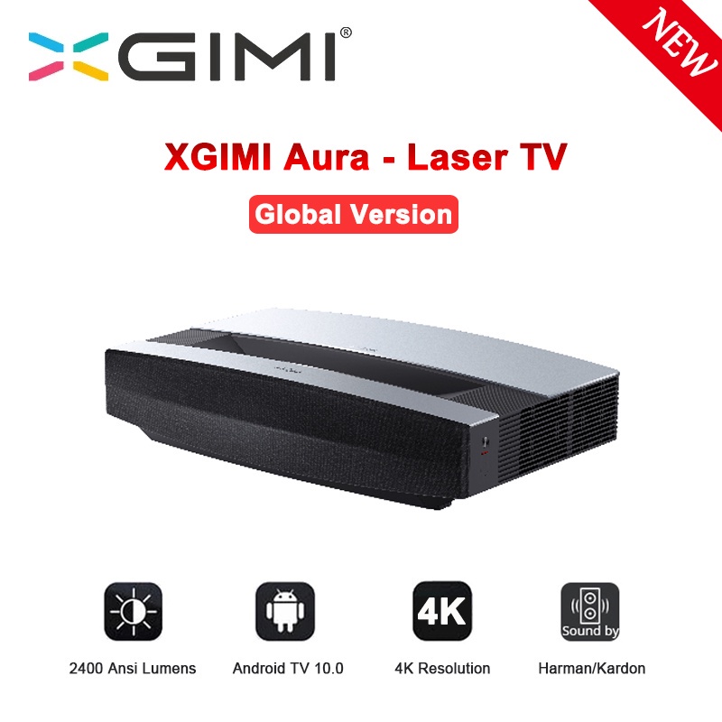 XGIMI Aura 4K UHD Screenless Ultra Short throw Laser Projector DLP Android 10.0 2400Ansi Lumens 3D Home Beamer Theate
