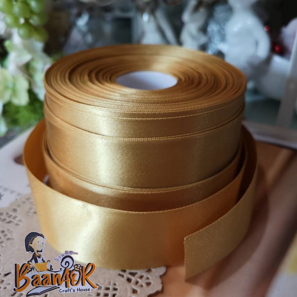 1y ริบบิ้น ผ้าซาติน satin ribbon ขนาดเล็ก กว้าง 1.5 นิ้ว (นิ้วครึ่ง) x ความยาว 90 เซนติเมตร