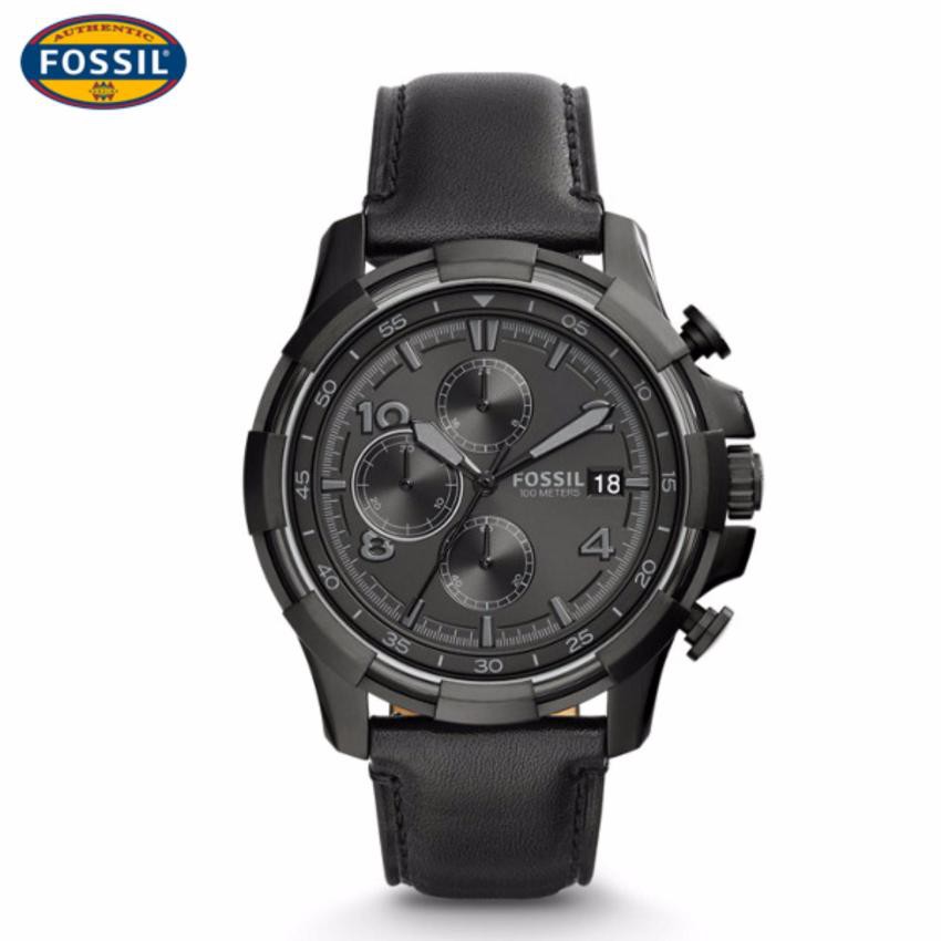 Fossil นาฬิกาข้อมือ FS5133 Grant Black Dial Men's Chronograph Watch