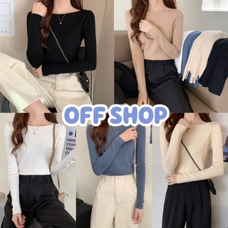 OFF SHOP พร้อมส่ง (OFF-52132) เสื้อไหมพรมแขนยาว คอกว้าง ผ้านิ่มดีเทลผ้าร่องเล็ก
